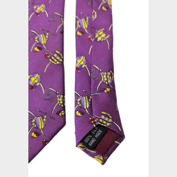 Equistrian Horse Racing Derby HONG KONG JOCKEY CLUB Purple Silk Tie - New - Picture 3 of 5